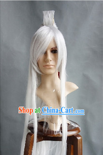 Ancient Chinese White Long Wig for Men