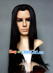 Ancient Chinese Black Long Wig for Men or Women