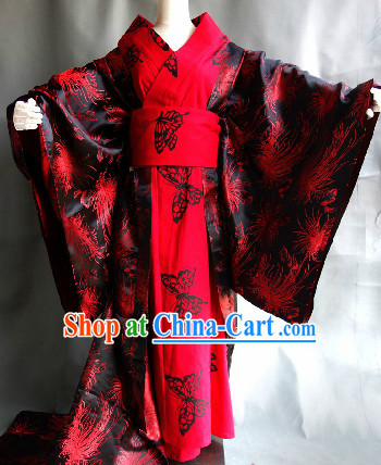 Japanese Geisha Costumes and Headwear Complete Set