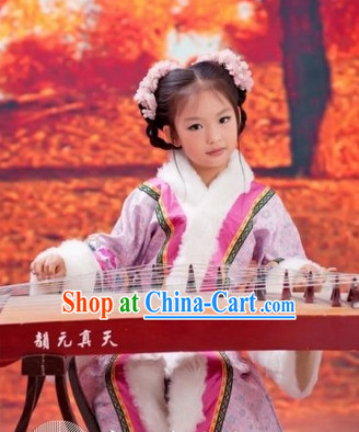 Ancient Chinese Princess Robe and Headwear Complete Set for Children