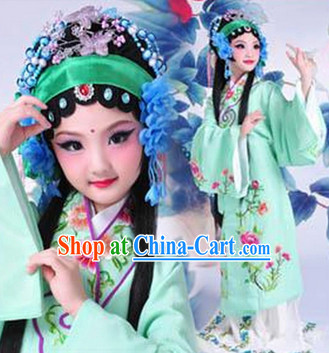 Chinese Opera Costumes and Headwear Complete Set for Kids