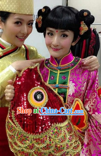 Chinese New Year Celebration Parade Costumes and Headwear Complete Set for Women
