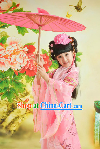 Chinese Traditional Dress and Headwear Complete Set for Children