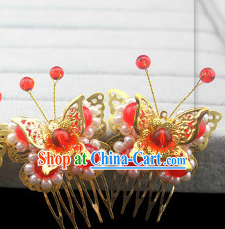 Red Traditional Handmade Butterfly Hair Accessories