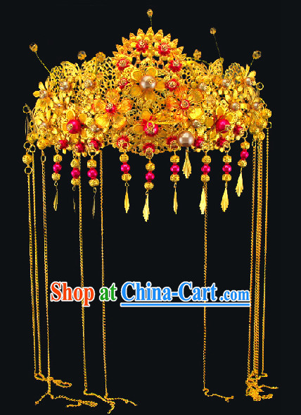 Gold Color Chinese Classical Wedding Guzhuang Bridal Hair Accessory