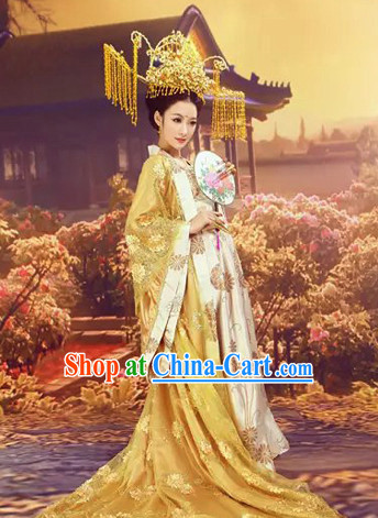 Chinese Classical Dance Costumes and Phoenix Coronet for Competition