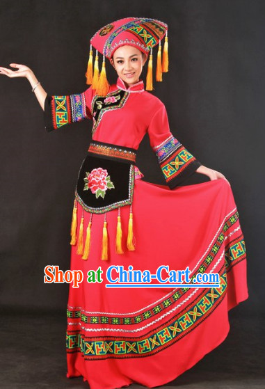 Top Guangxi Zhuang Minority Group Dance Costumes and Headwear