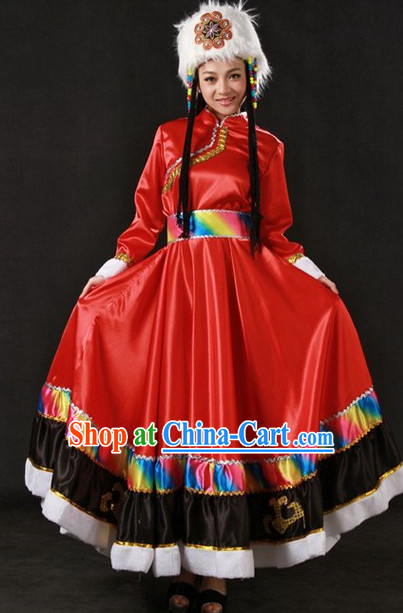 Tibetan Ethnic Minority Clothing and Hat for Women
