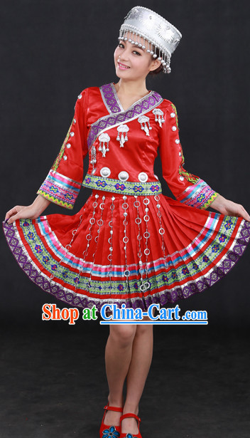 Miao Ethnic Minority Stage Costumes and Hat for Girls