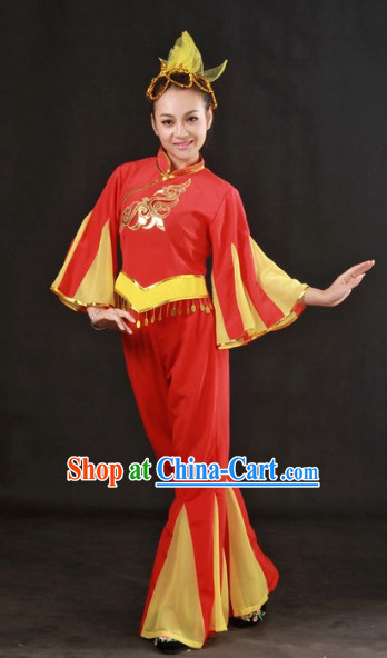 Han Ethnic Minority Stage Costumes and Hat for Girls