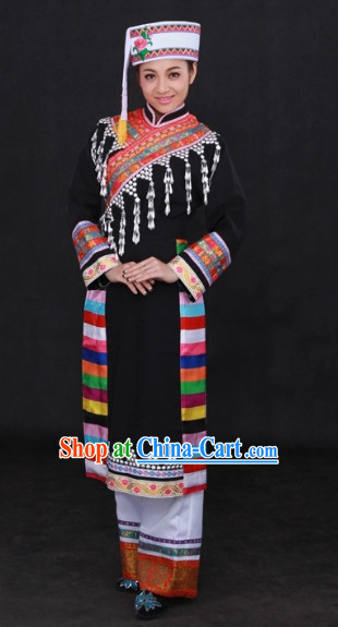 Lagu Ethnic National Dance Costumes and Hat Complete Set for Women