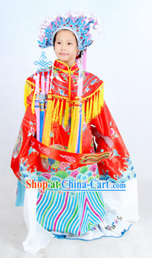 Traditional Chinese Phoenix Embroidery Costumes and Helmet Complete Set