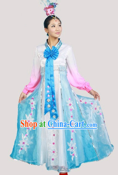 Korean Traditional Dance Costumes and Headwear Complete Set for Women