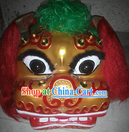 Gold Face Smiling Beijing Lion Dance Head