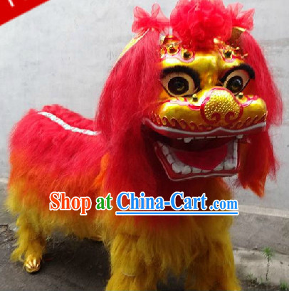 Two People Chinese Beijing Lion Dancing Costumes Complete Set