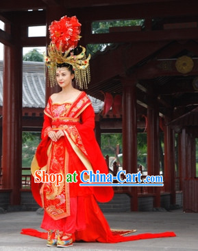 Tang Dynasty Empress Wedding Dress and Hair Accessories Complete Set
