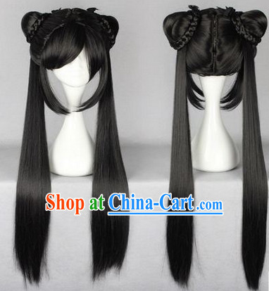 Chinese Classic Black Hanfu Wig for Girls