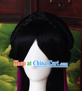Black Cosplay Fairy Wig and Hair Jewelry for Girls