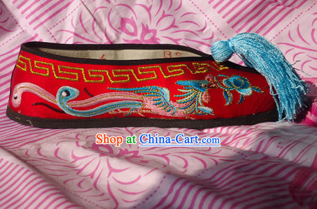 Traditional Beijing Opera Hua Dan Embroidery Phoenix Shoes