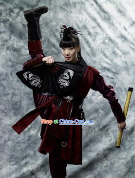 Ancient Korean Black Swordwoman Costumes Complete Set