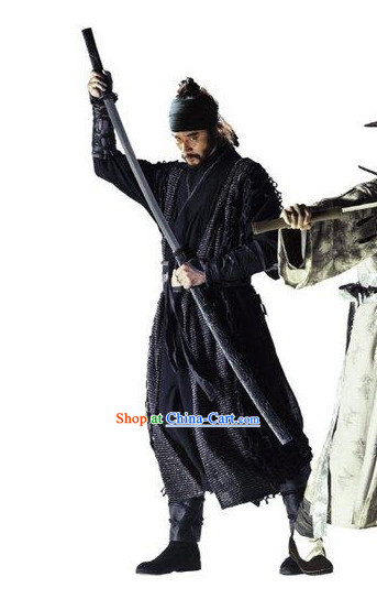 Traditional Korean Black Swordman Costumes and Headwear
