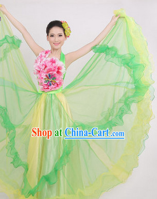 Enchanting Effect Grand Opening Dance Costume and Headwear Complete Set for Women 1