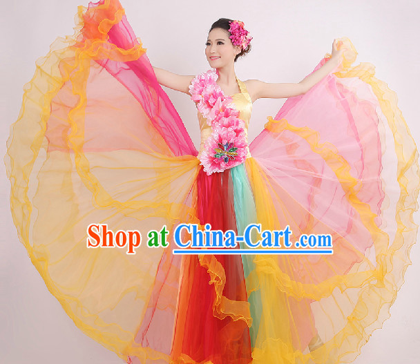 Enchanting Effect Grand Opening Dance Costume and Headwear Complete Set for Women