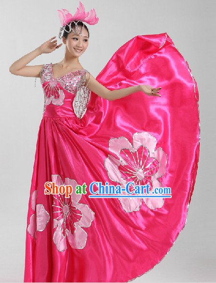 Enchanting Effect Folk Dance Costumes and Headwear Complete Set for Women 2
