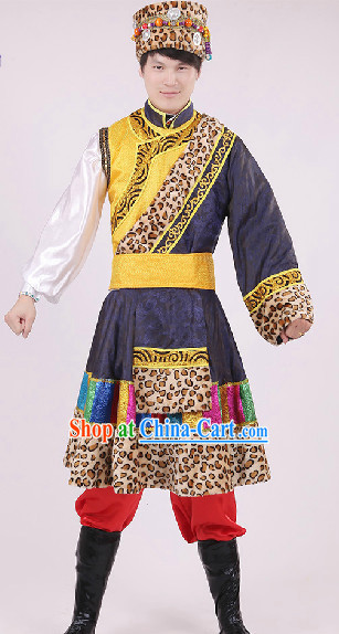 Traditional Tibet Garment and Hat Complete Set for Boys