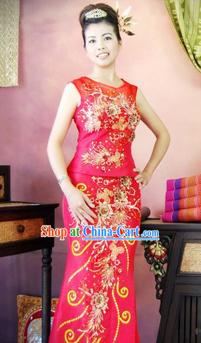 Southeast Asia Traditional Thailand Wedding Outfit for Women