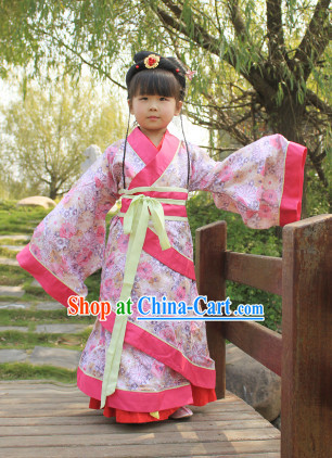 Standard Traditional Hanfu Outfits and Hair Accessories for Kids