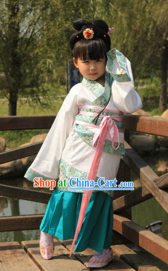 Standard Traditional Hanfu Outfits and Hair Accessories for Kids