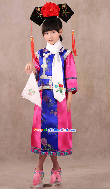 Qing Dynasty Princess Dresses and Headwears for Children
