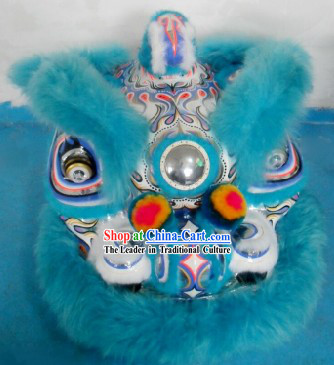 Blue Color Supreme Long Wool Hok San Lion Dance Costume Complete Set
