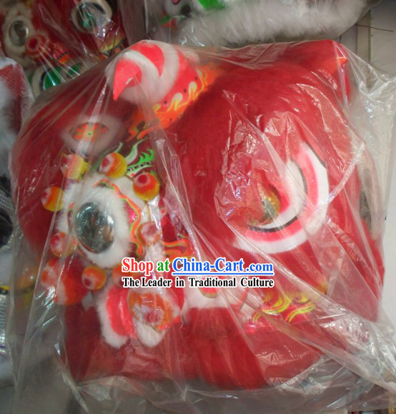 Red Wool Traditional Chinese Fut San Lion Dance Costumes Complete Set