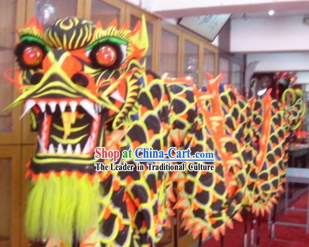 Top Chinese Glow in Dark Luminated Dragon Dance Head and Body Costumes Complete Set