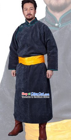 Traditional Chinese Genghis Khan Mongolian Long Thick Robe for Men