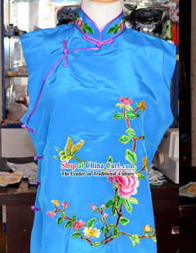 Blue Embroidered Flower Ornamental Waistcoat