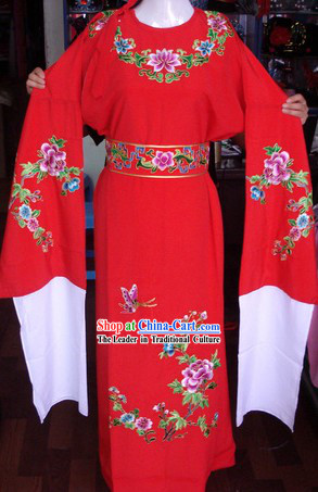 Round Collar Peking Opera Embroidered Flower Ancient Chinese Yong Men Costumes