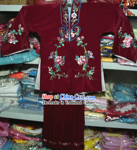 Chinese Peking Opera Embroidered Lao Dan Costumes for Kids