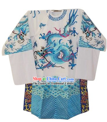 Chinese White Embroidered Dragon Robe