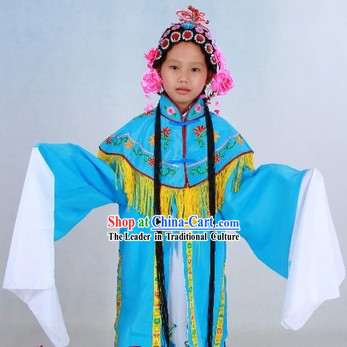 Asian Peking Opera Hua Dan Lady Costumes Wig and Hair Accessories for Kids