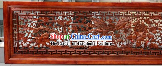 Traditional Chinese Hand Carved Phoenix Plaque