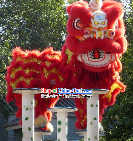 Most Welcome Red Chinese Huang Feihong Master Lion Dance Costumes Complete Set