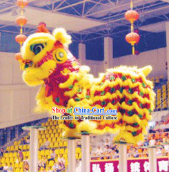 Yellow Red Classic Lion Dance Costume Complete Set