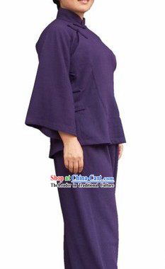 Classic Flax Mandarin Collar Wu Shu Suit