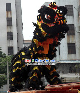 Black and Gold Competition and Parade Lion Dance Costume Complete Set