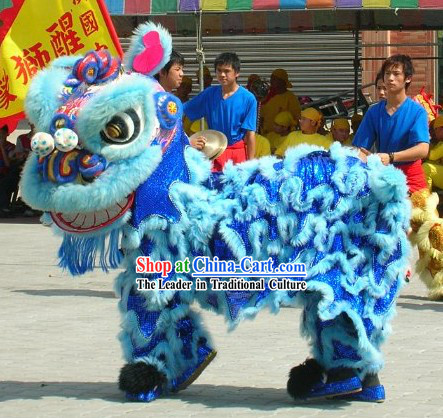 Light Blue Handmade Lion Dance Costume Complete Set