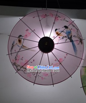 Hands Painted Flower and Bird Traditional Chinese Umbrella Pendant Light