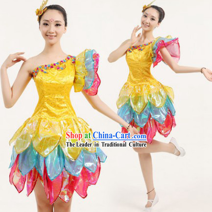 New Design Flower Dance Costumes and Headwear Complete Set for Women